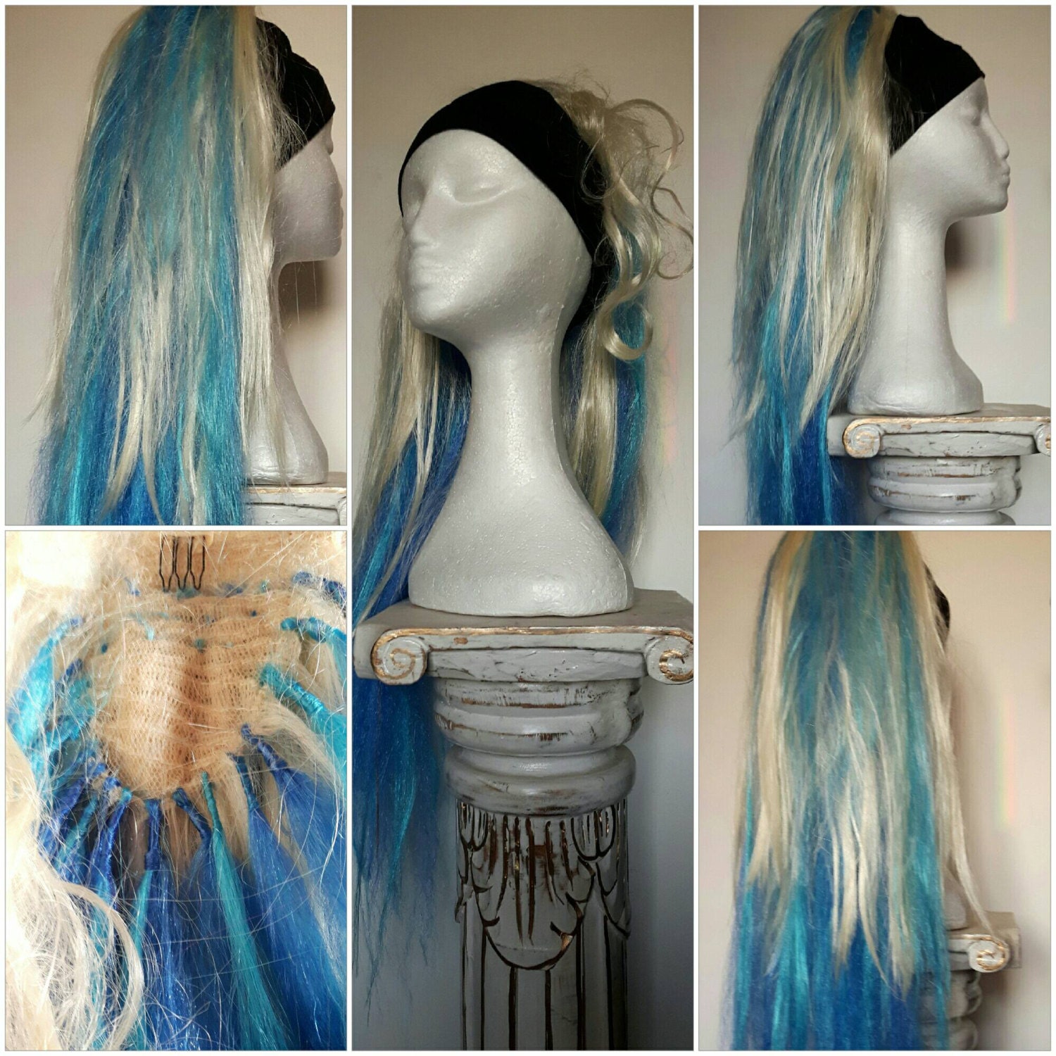 Massive Blue And Blonde Hair Extension Simply Clip Over A Etsy