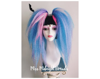 Blue and pink medium length hair falls - listing is for a pair code bp-07