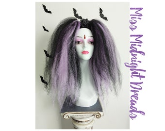 Pair of purple and black gothic hair falls L15