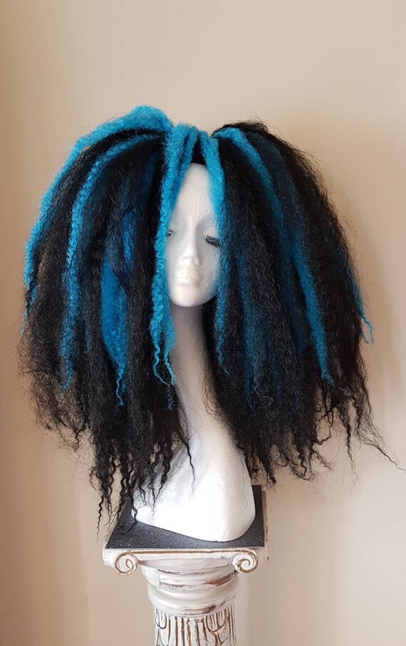 Black And Blue Marley Braid Hair Falls Etsy