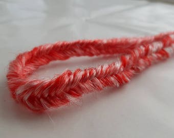 Long red and white candy cane fishtail braid hair clip