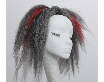 Grey and cherry red hair falls, listing is for a pair code GC65