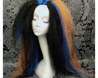 Black, copper and blue hair falls, listing is for a pair