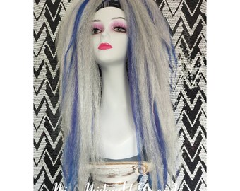 Pink and mixed blue and white/blonde hair falls, listing is for a pair, ties over buns/ponytails code BS56
