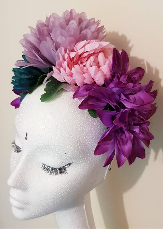 purple flower hair band