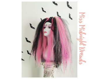 Mixed Pink and black hair falls with Marley braid code MAR4