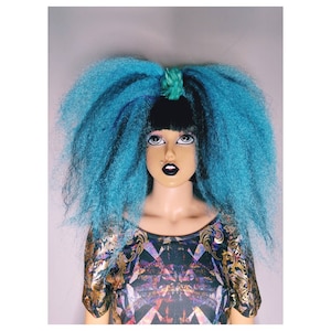 Mini blue, purple and black hair falls code blue fluff