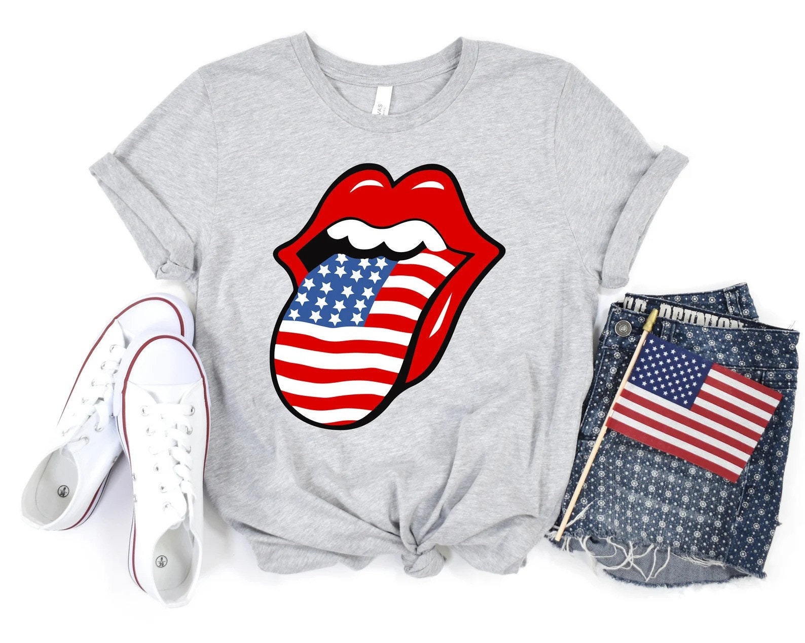 United BLVD American Tongue Fourth Of July Unisex T-Shirt - Patriotic Graphic Tee - View #5