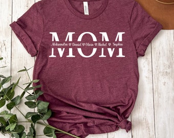 Custom Mom Shirt With Kids Names, Mother's Day Gift