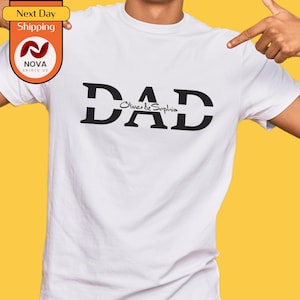 Custom Dad Shirt with Kid Names, Father&#39;s Day Gift, New Dad Tshirt, Personalized Dad T-Shirt, Custom Kids Names Shirt, Fathers Day Shirt