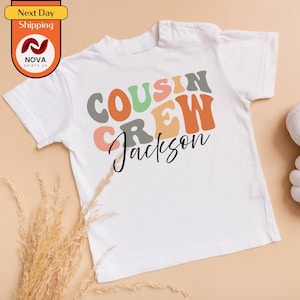 Personalized Groovy Cousin Crew Kids Shirt - Retro Custom Matching Cousins Shirts - Cousin Trip - Boho Natural Kids Youth & Adult Shirts