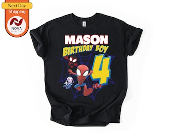 Custom Spidey Birthday Shirt, Superhero Toddler Tee
