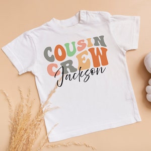 Personalized Groovy Cousin Crew Kids Shirt - Retro Custom Matching Cousins Shirts - Cousin Trip - Boho Natural Kids Youth & Adult Shirts