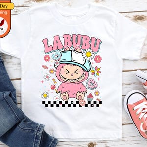 Labubu Floral Shirt, Pastel Cartoon Character T-Shirt, Kawaii Aesthetic Tee, Cute Labubu Graphic Sweatshirt