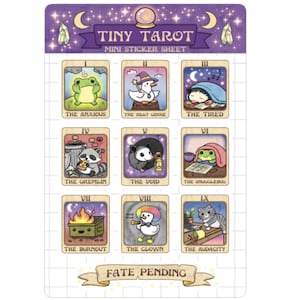 Cute Witchy Magical Mystical Tiny Tarot Glossy Vinyl Sticker Sheet