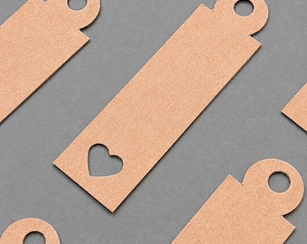 Rustic Kraft Paper Hang Tags with Heart Cutout – Handmade Blank Gift Tags with Twine - Set of 10