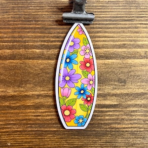 Floral Surfboard Sticker: Bright Colorful Vinyl Decal
