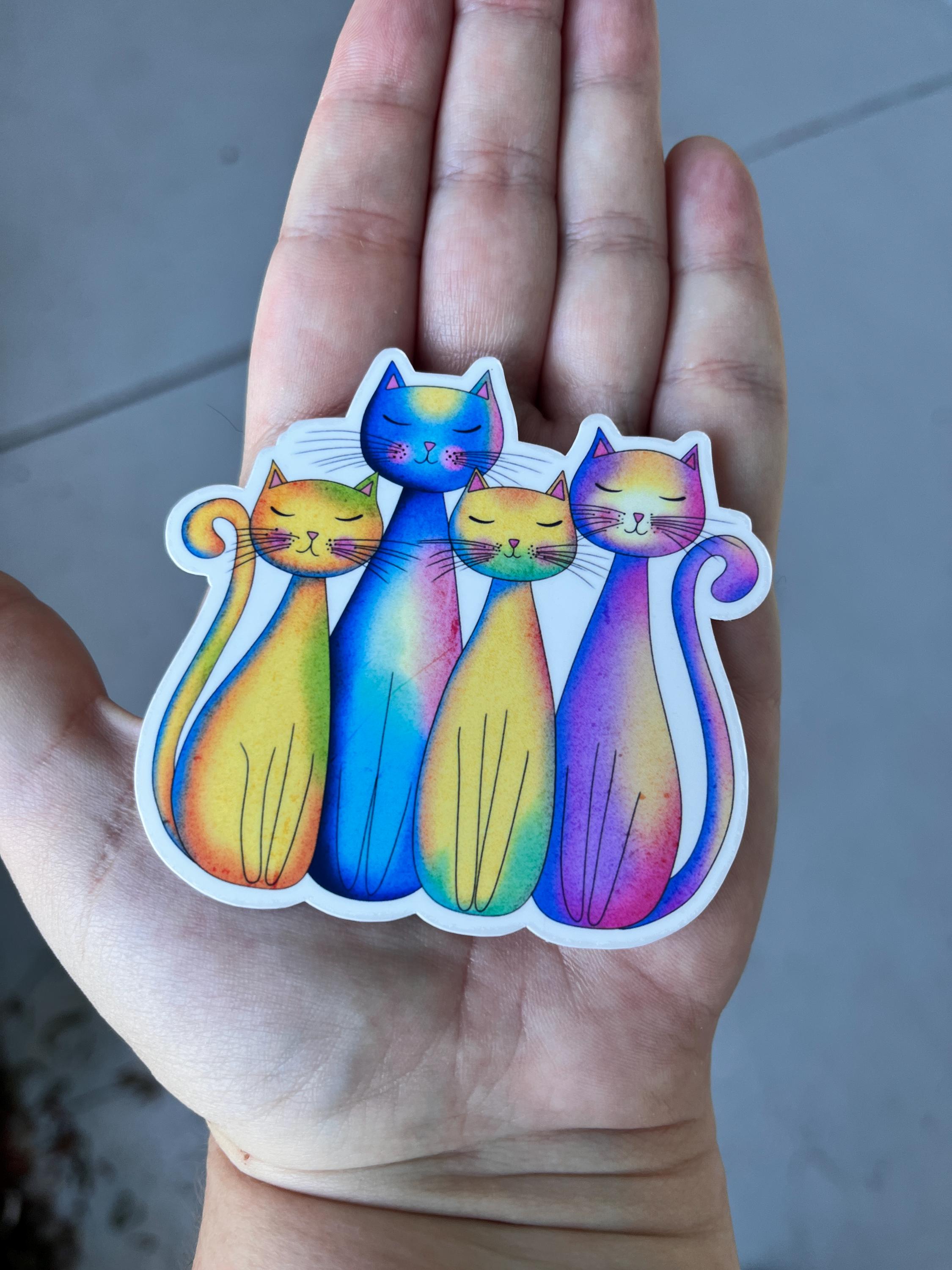 Colorful Kitty Cat Art Sticker - Glossy Vinyl Decal - Etsy