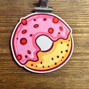 Cute Pretty Hand Drawn Donut With Icing Glossy Vinyl Sticker