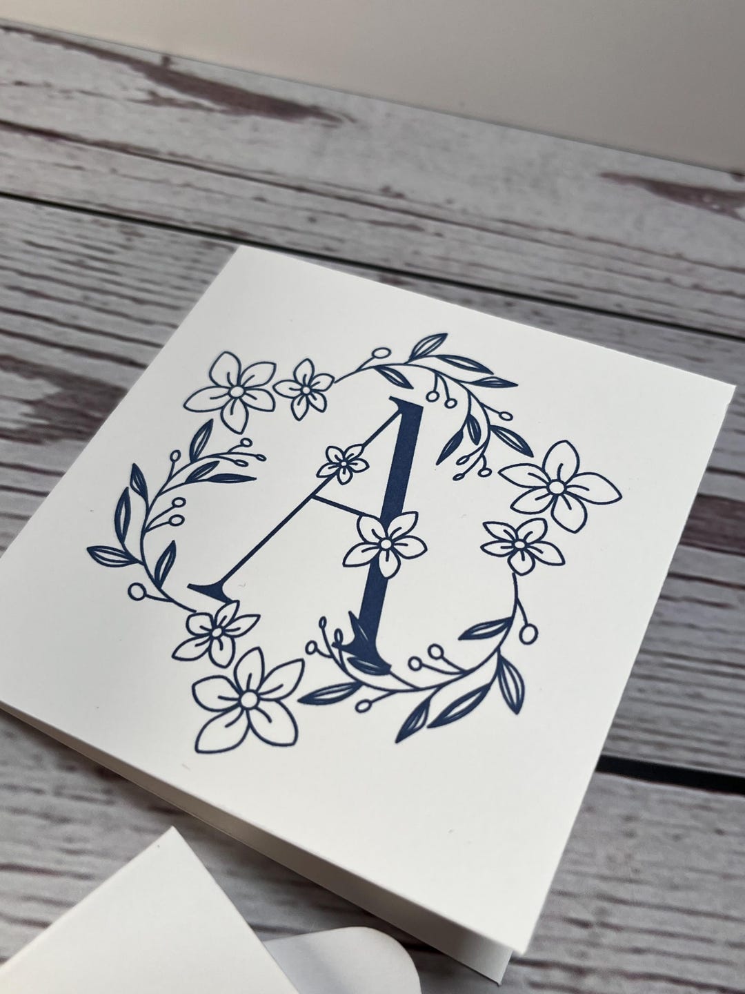Custom Floral Monogram Note Cards, Set of 12 Personalized Square Cards ...