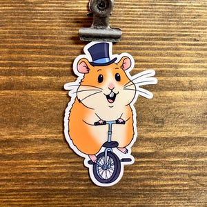 Gerbil Unicycle Glossy Vinyl Sticker