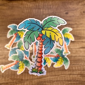 Tropical Palm Tree Sticker: Glossy Vinyl Decal, Beach Theme