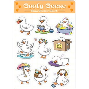 Goofy Geese Sticker Sheet – Glossy Vinyl Stickers