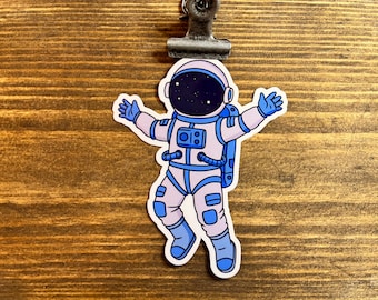 Astronaut Sticker - Blue and Gray Space Astronaut Glossy Vinyl Sticker
