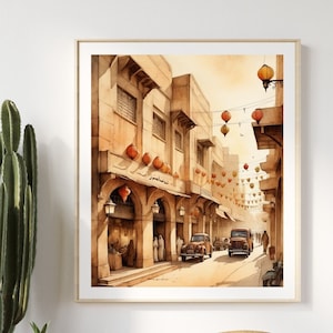 Stampa murale Pakistan / Decorazione pittura Pakistan / Decorazione casa Pakistan / Pittura ad acquerello Karachi / Opera d&#39;arte murale Karachi / Regalo di viaggio