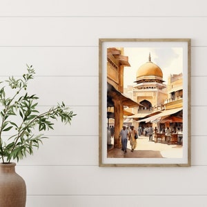 Opera d&#39;arte da parete Karachi / Regalo di viaggio / Stampa murale Pakistan / Decorazione pittura Pakistan / Decorazione casa Pakistan / Pittura ad acquerello Karachi