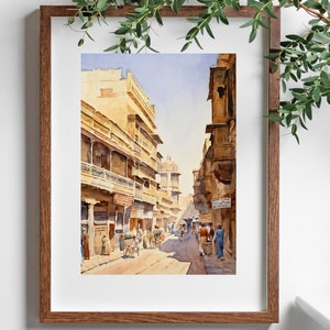 Stampa murale Pakistan / Decorazione pittura Pakistan / Decorazione casa Pakistan / Pittura ad acquerello Karachi / Opera d&#39;arte murale Karachi / Regalo di viaggio
