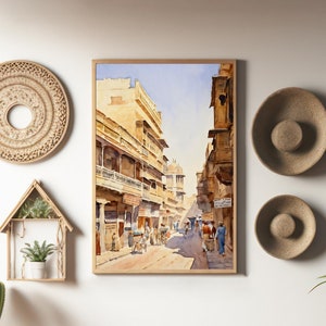 Stampa murale Pakistan / Decorazione pittura Pakistan / Decorazione casa Pakistan / Pittura ad acquerello Karachi / Opera d&#39;arte murale Karachi / Regalo di viaggio