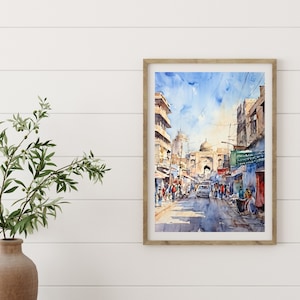 Stampa murale Pakistan / Decorazione pittura Pakistan / Decorazione casa Pakistan / Pittura ad acquerello Karachi / Opera d&#39;arte murale Karachi / Regalo di viaggio