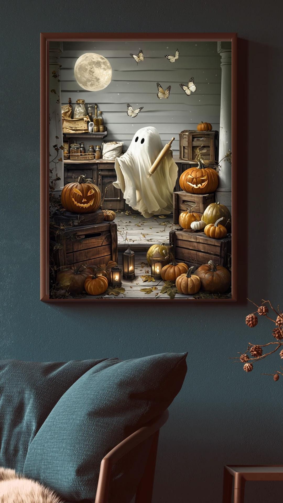 Vintage Halloween Digital Wall Art | Moody Ghost Prints | Dark Spooky ...