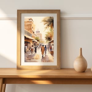 Pittura ad acquerello da parete Pakistan / Opere d&#39;arte da parete Pakistan / Regalo di viaggio / Decor pittura pakistana / Decorazione domestica Pakistan / Arte da parete Karachi