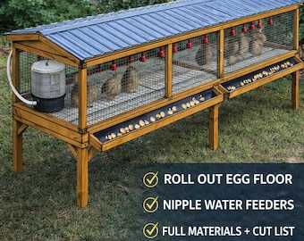 Plannen voor verhoogde kwartelkooien | 8 x 30 uitgerolde eiervloer (digitale download)