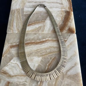 Vintage 1980s Italian Sterling Silver Collar Necklace | Textured Modernist Statement Piece