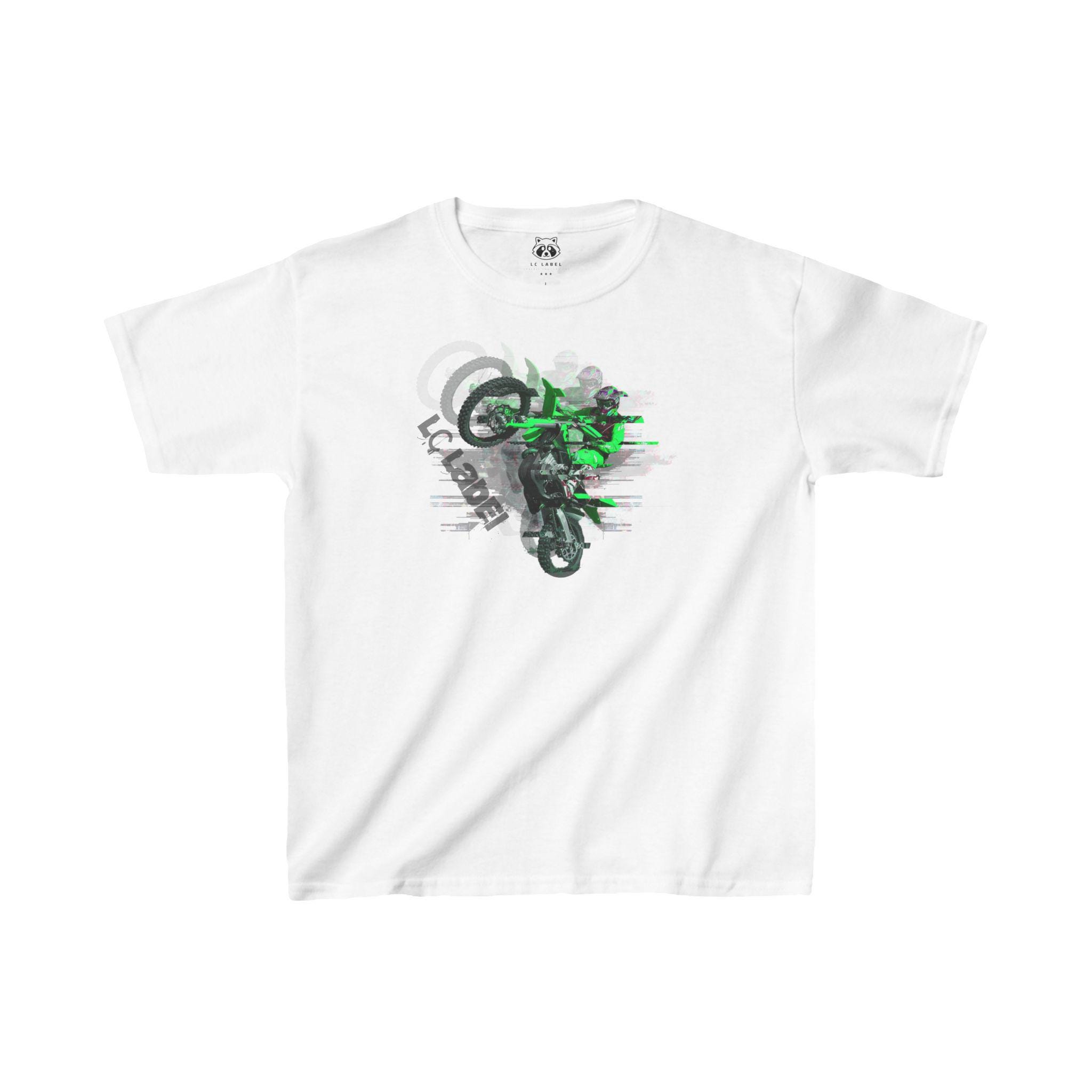 Glitch Dirt Bike kids Tee, Moto tee, Motorcycle Apparel, Gift Ideas for kids, Kids Heavy Cotton™ Tee, motocross t shirt, motorcycle t shirt