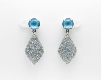 Silver Stardust Crystal Gift Fun Acrylic Statement Lightweight Earrings