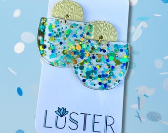 Confetti Rainbow Birthday Party Dot Colorful, Acrylic Lightweight Statement Earrings Hypoallergenic Gift Party Fun Unique Earrings