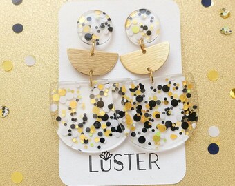 Confetti Birthday Party Acrylic Lightweight Statement Earrings Hypoallergenic Gift Party Fun Unique Earrings
