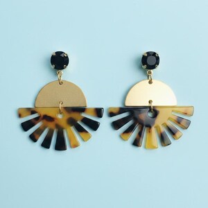 Tortoise Shell Acrylic Lightweight Unique Statement Earrings