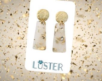 Gorgeous Confetti Gold-fleck Acrylic Lightweight Statement Earrings Hypoallergenic Gift Party Fun Unique Earrings
