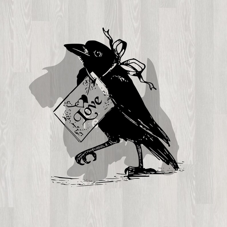 Download Crow Raven Blackbird SVG Gothic Love Note Valentine Clip ...