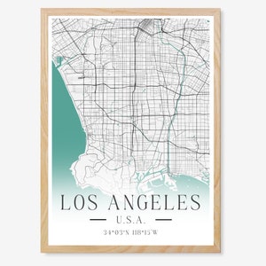 Poster (EU) Los Angeles Kalifornien USA Vereinigte Staaten von Amerika Karte Straßen Wandkunst Geschenk