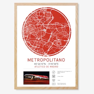 Posters WITH Wooden Frame Atletico de Madrid Metropolitano La Liga Futbol Soccer Football Spain Wall Art Gift