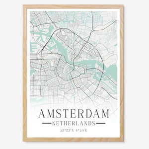 Affiches d'Amsterdam Pays-Bas (UE), carte d'art mural, cadeau