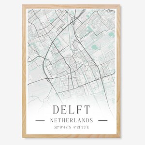 Delft Niederlande Europa Poster mit Holzrahmen Wandkunst Geschenkkarte