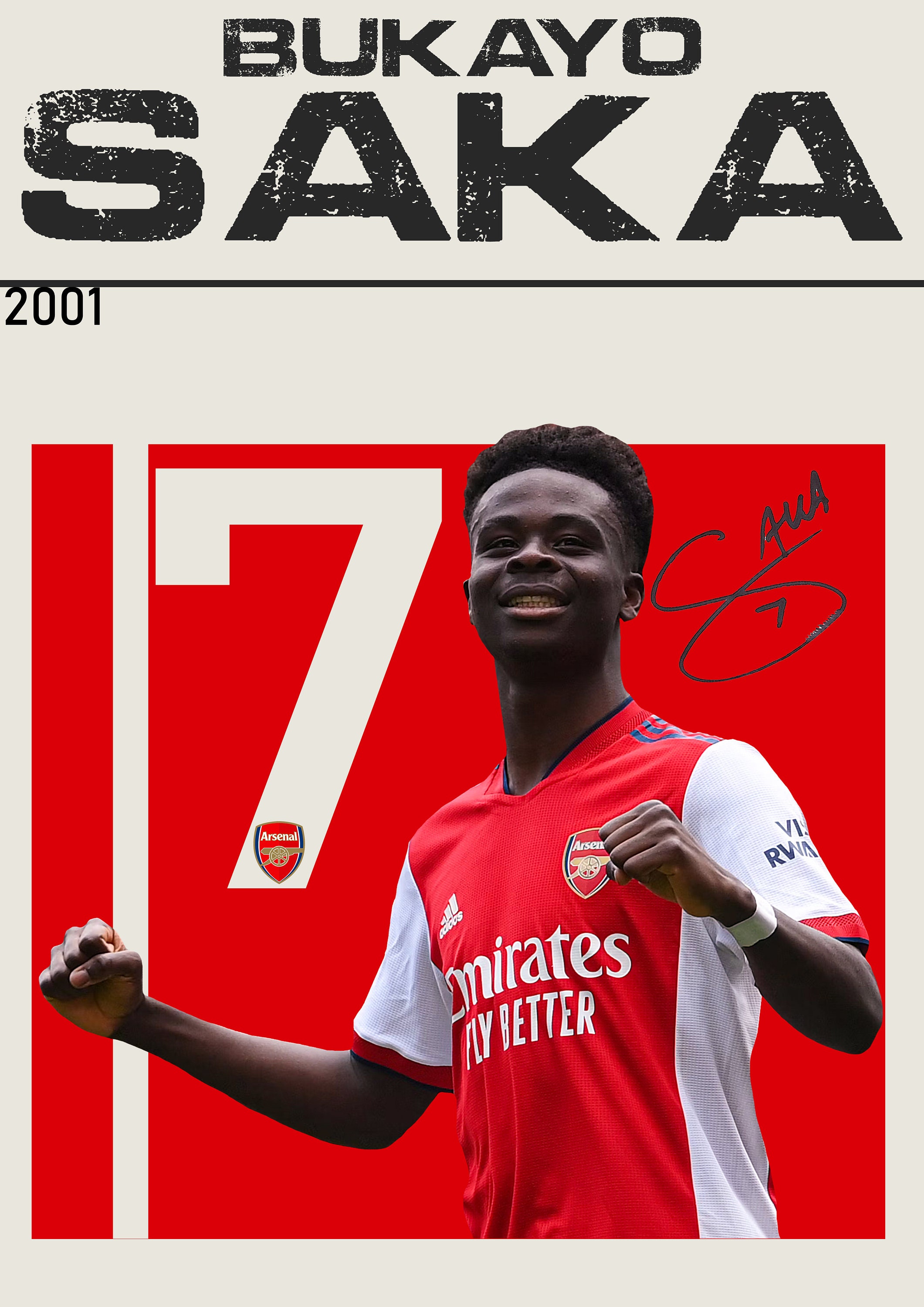 Bukayo Saka, Poster, Premier League, Arsenal, Football, Soccer - Main Image