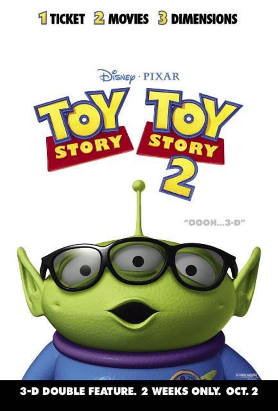 TOY STORY 1 and 2 3D Double Feature Movie Poster 2 Sided ORIGINAL